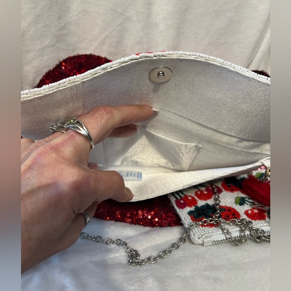 🍓🍒VIRAL SOL and MER Beaded Flap Cherry & Strawberry Clutch & Coin Pouch🍓🍒NWT - Picture 15 of 17